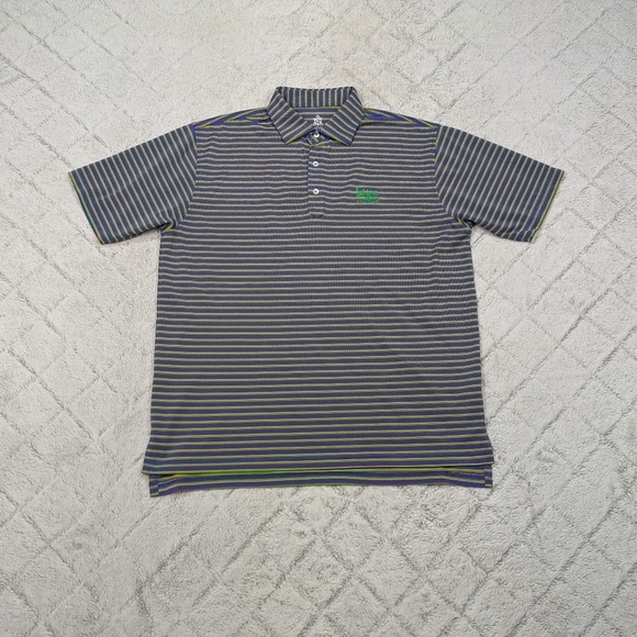 Turtleson Shirt Men's L Blue Green Stripe Polo Performance Golf Knit WeKoPa Club - Picture 1 of 6